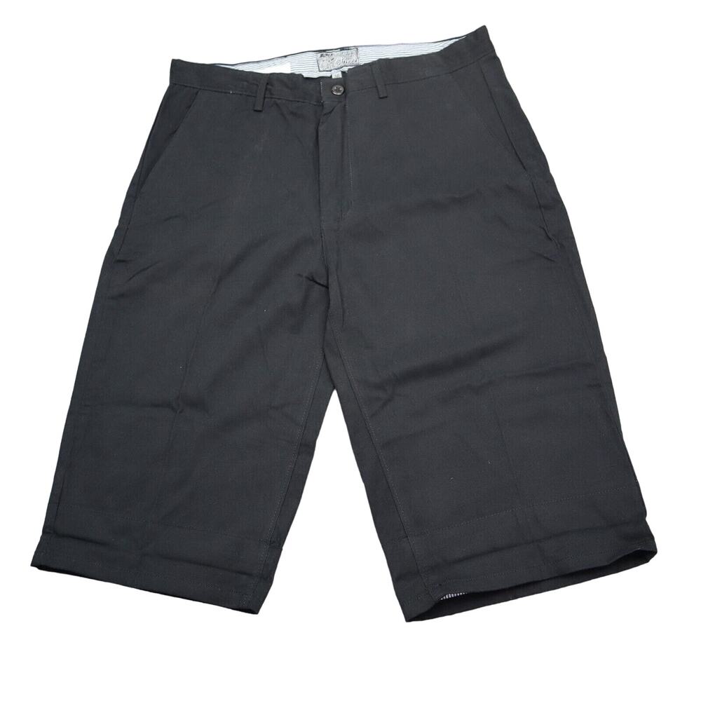 Urban City Shorts Mens 36 Black Chino Mid Rise Button Zip Cotton Slash Pocket